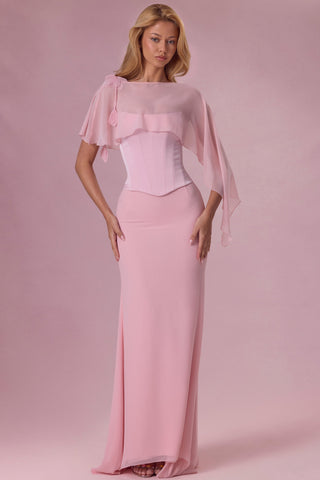 Premium Satin Corset Bridesmaid Dress in Blush Pink