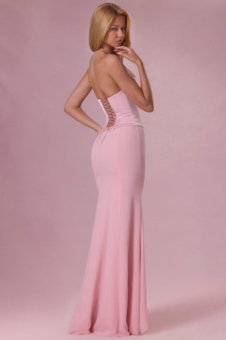 Premium Satin Corset Bridesmaid Dress in Blush Pink