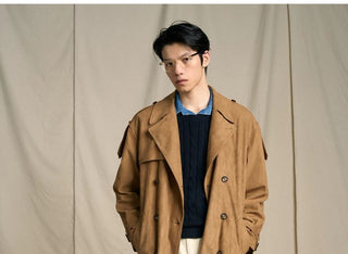 [CULTUM] Faux Suede Trench Coat