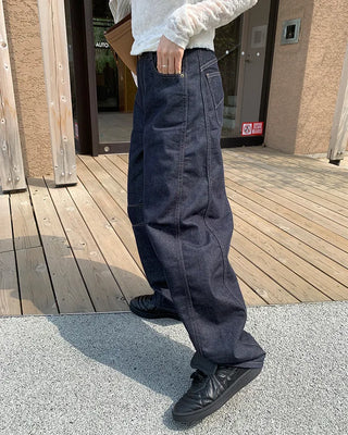 Slit denim pants