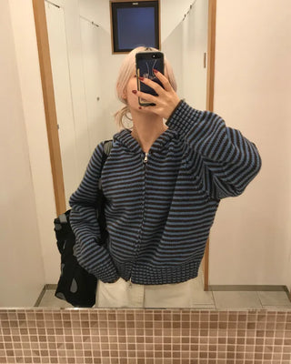 Striped knit hoodie