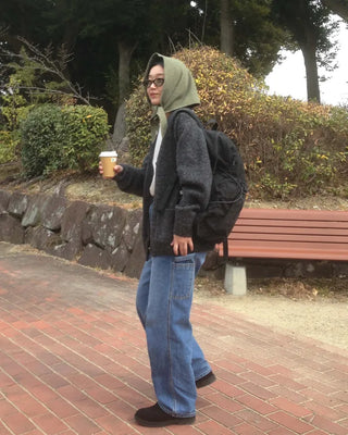 Melange wool loose-fit cardigan