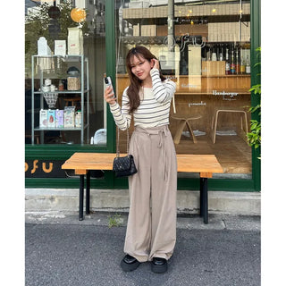 Shoulder ribbon striped knit