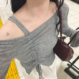 Asymmetrical Shirring T-Shirt