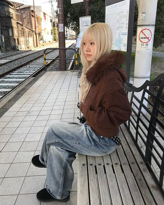 Wide denim pants