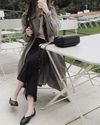 (2 colors) Pleated single trench coat