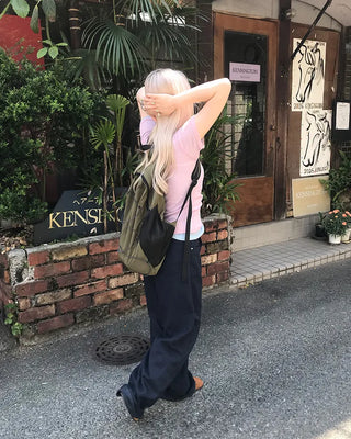See-through layered half T-shirt