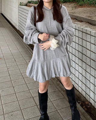 Peplum hoodie dress
