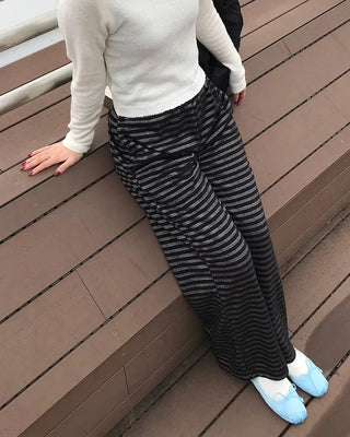 Striped elastic waist pants
