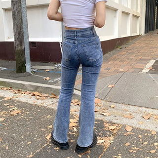 Pocket Flare Fit Denim Pants
