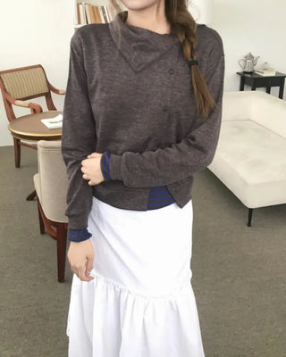 HIGH NECK BUTTON CARDIGAN (2color)