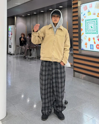 Big check wide pants