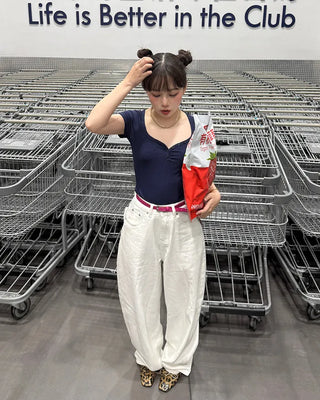 Ribbed button cropped t-shirt