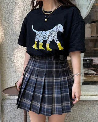 Rain boot puffy print half-sleeve T-shirt