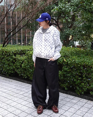 Loose-fit polka dot hooded zip-up
