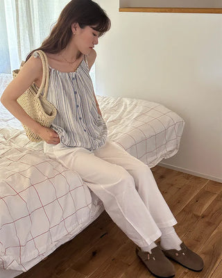 Striped button blouse