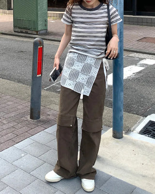 Cargo wide cotton pants