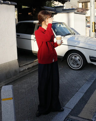 Zip-button knit cardigan