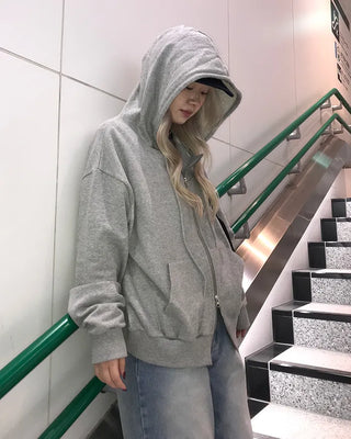 Asymmetrical zip-up hoodie