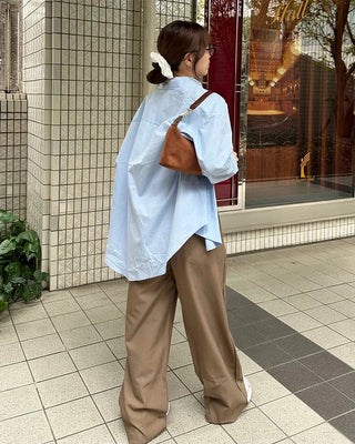 Double-pleated wide-fit slacks