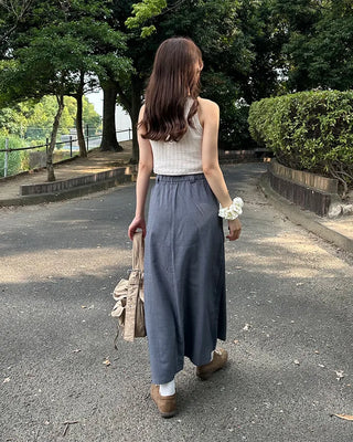 Knit halter neck gathered camisole