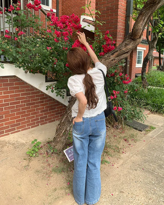 Flower embroidered blouse