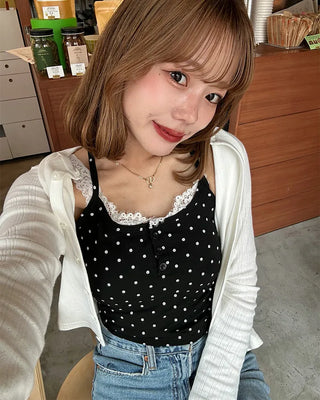 Cup-attached polka dot camisole