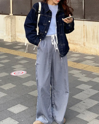 Two-tone pinstripe slacks