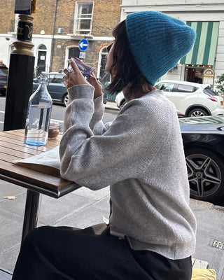 Ribbed crew neck cardigan
