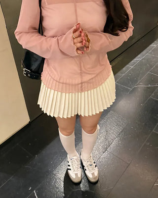Ribbon sheer knee socks