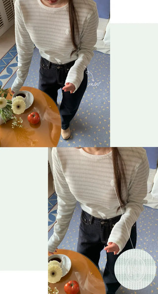 Striped long-sleeved T-shirt (3c)