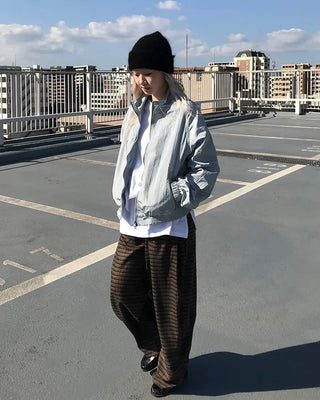 Plain slit long-sleeved T-shirt