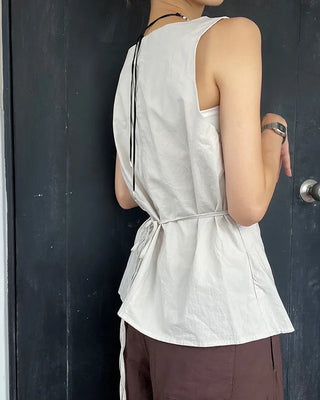 Shirred sleeveless blouse