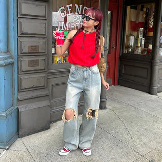 Vintage wide-leg denim pants