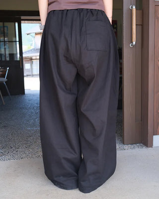 Twill balloon wide pants