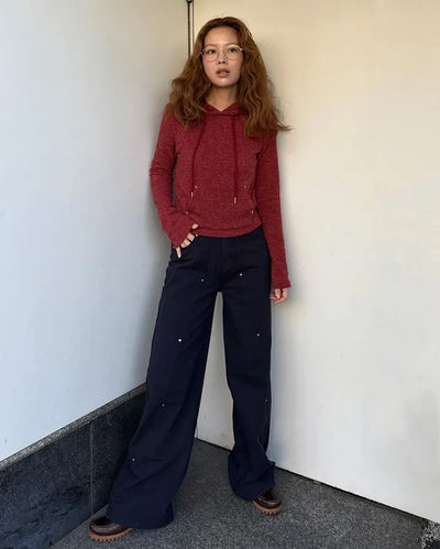 Side Yoke Wide Cotton Pants