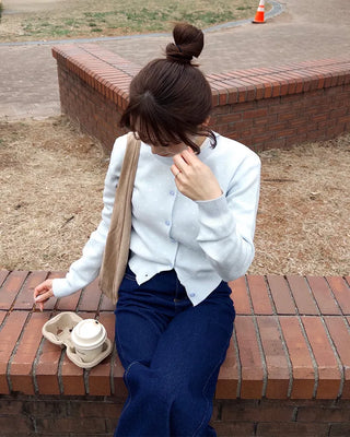 Round neck polka dot cardigan