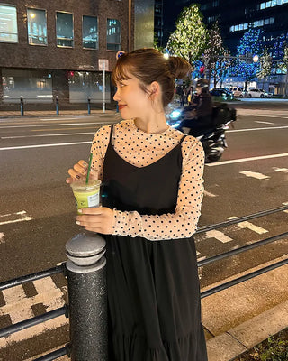 Polka Dot See-Through Long Sleeve T-Shirt