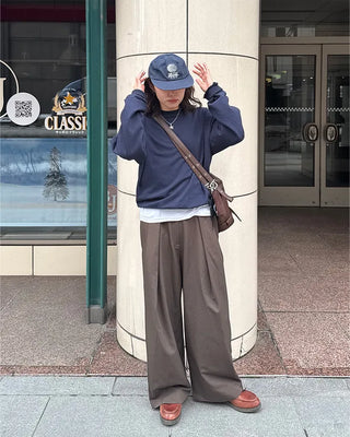 (Unisex) Wrap-design wide-leg slacks