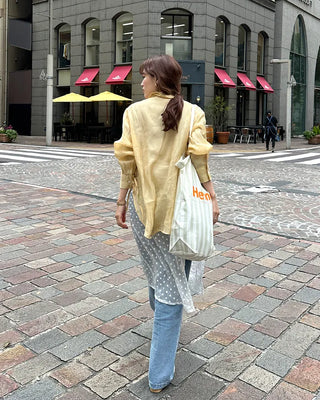 See-through side ribbon shirt