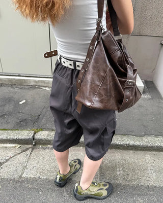 Tucked cargo Bermuda cotton pants