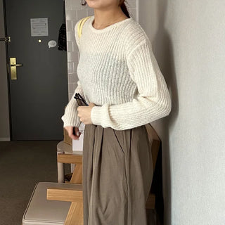 Ribbed long-sleeve wool knit