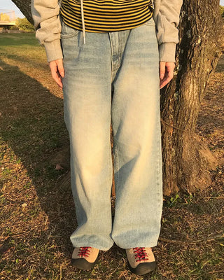 Semi-straight denim pants