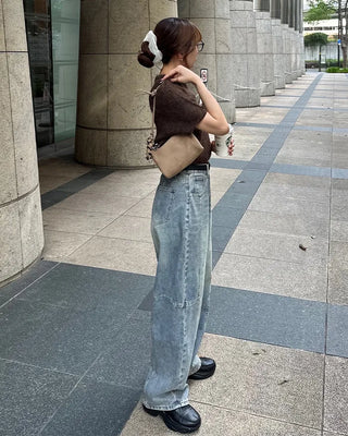 Side yoke seam wide jeans