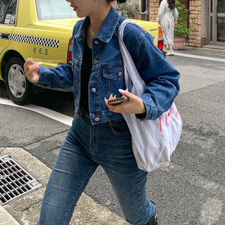 Cropped pocket denim jacket