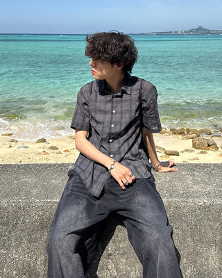 (Unisex) Tartan Check Half Shirt