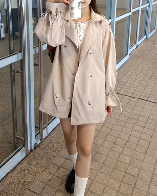 Double-breasted half trench coat