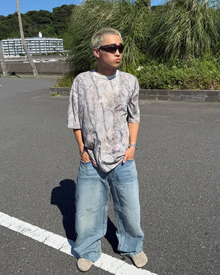 Wide balloon denim pants