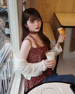 Double-breasted linen cardigan