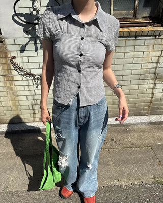 Slim-fit check short-sleeve shirt